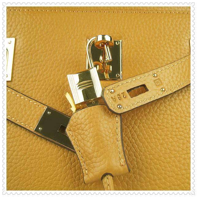 Hermes Jypsiere shoulder bag yellow with gold hardware - Click Image to Close